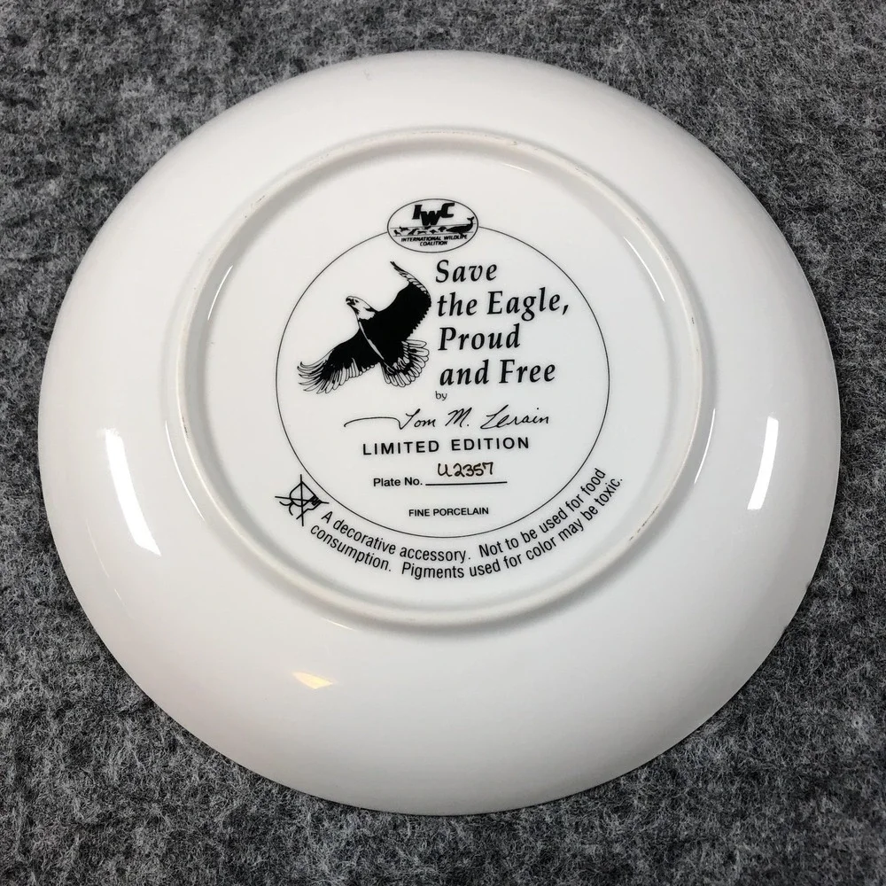 Vintage Save The‎ Eagle Proud And Free Multicolor Porcelain Plate U2357